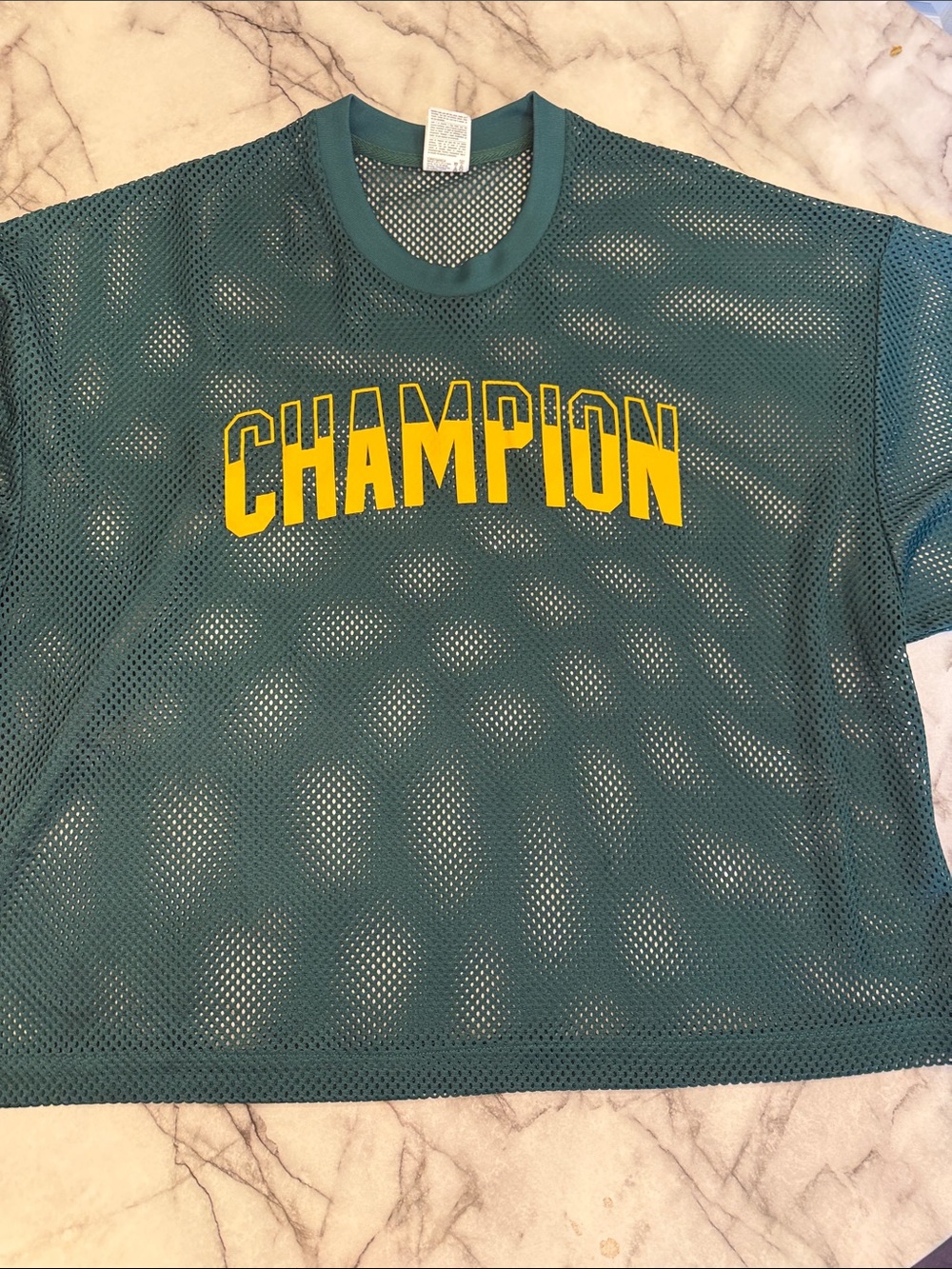 Champion Teal Mesh Tee with Yellow Logo